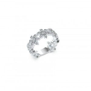 GUESS δαχτυλίδι WHITE LOTUS Ασημένιο Με Λουλούδια Με Πέτρες JUBR04148JWRH