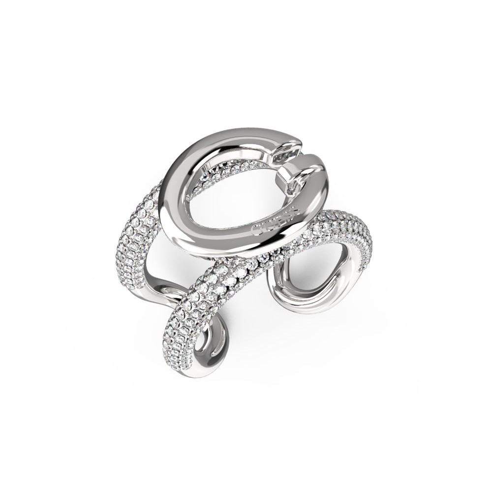 GUESS δαχτυλίδι STEEL OH MY G Ασημί Με Πέτρες JUBR04522JWRH