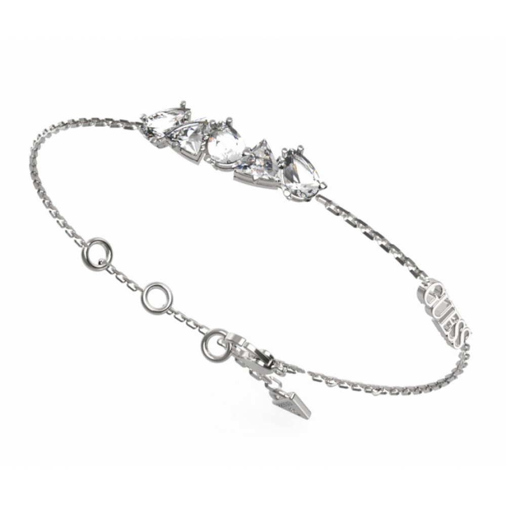 GUESS STEEL WONDERLIGHTS Βραχιόλι Ασημι Ατσάλι Λευκά Ζιργκόν JUBB04405JWRHL 