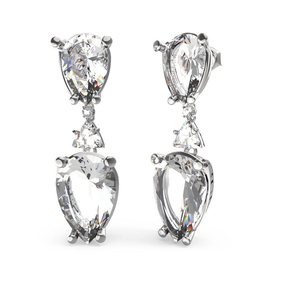 GUESS WONDERLIGHTS  Ασημένια Σκουλαρίκια Λευκά Κρύσταλλα JUBE04402JWRHT/U