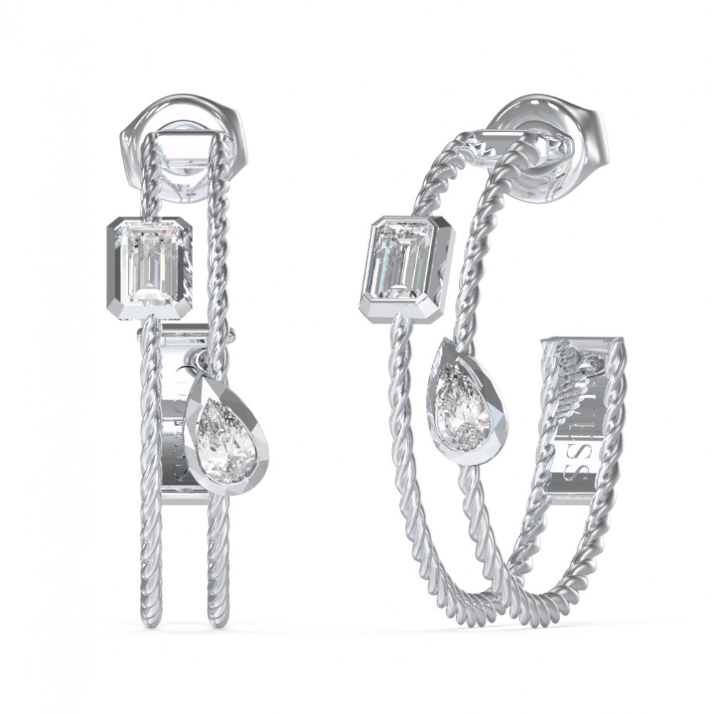 GUESS STEEL 4G LIGHT Κρίκοι Ασημένιοι Με Πέτρες JUBE05245JWRHT/U