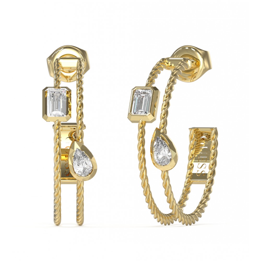 GUESS STEEL 4G LIGHT Κρίκοι Χρυσοί Με Πέτρες JUBE05245JWYGT/U