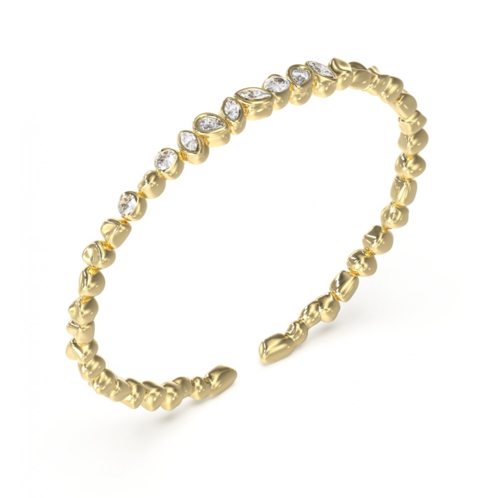 GUESS STEEL PANAREA Χειροπέδα Χρυσή Με Άσπρες Πέτρες JUBB05180JWYGL 