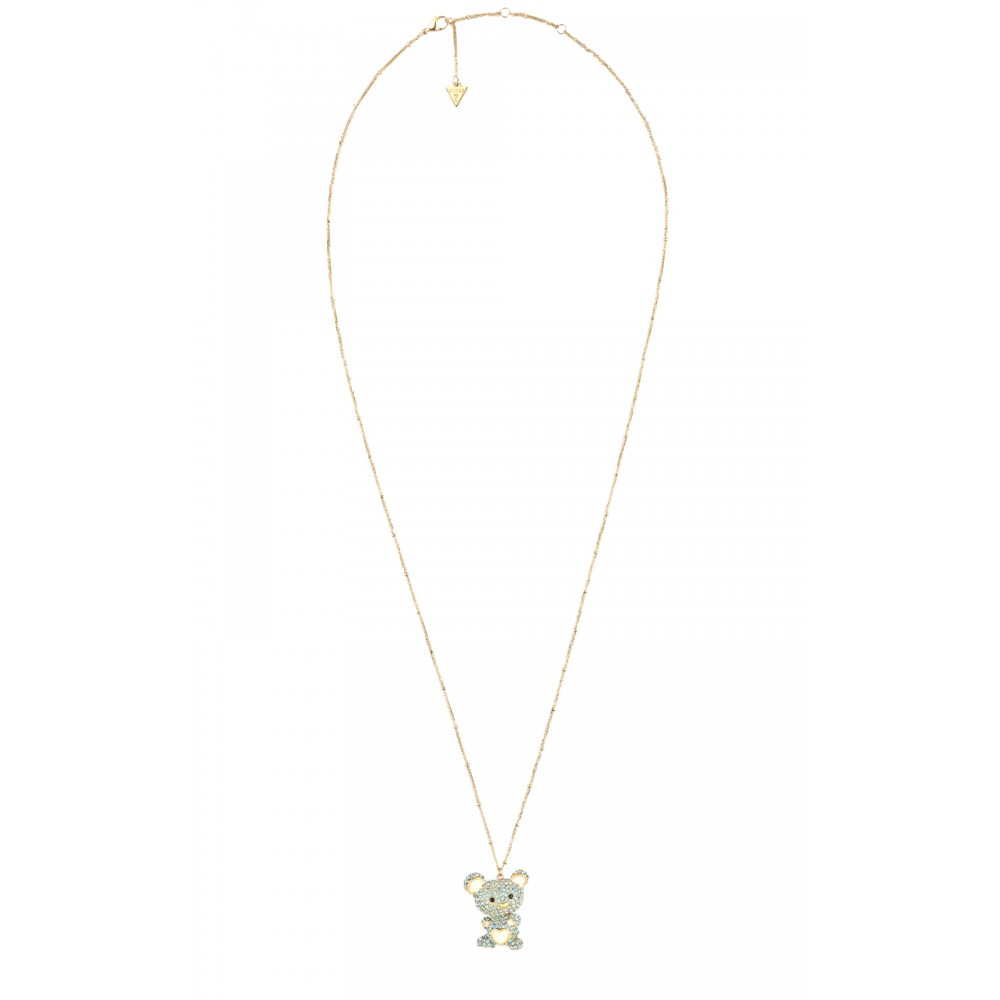 GUESS STEEL VINTAGE GUESS Κολιέ Χρυσό Με Αρκουδάκι Με Γαλάζιες Πέτρες JUBN05139JWYGLST/U