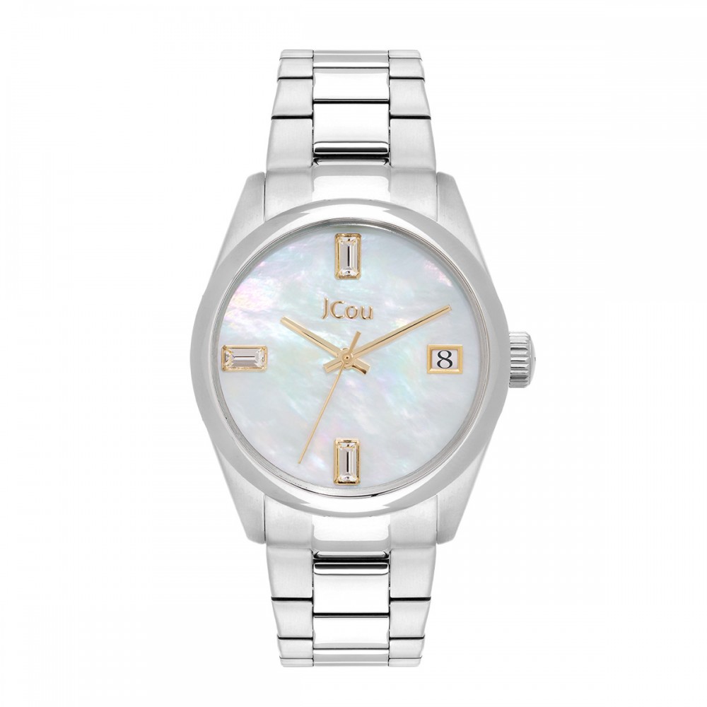 JCOU EMERALD II Ρολόι  Γυναικείο Ασημί Ανοξείδωτο Ατσάλι Μπρασελέ JU19061-1 