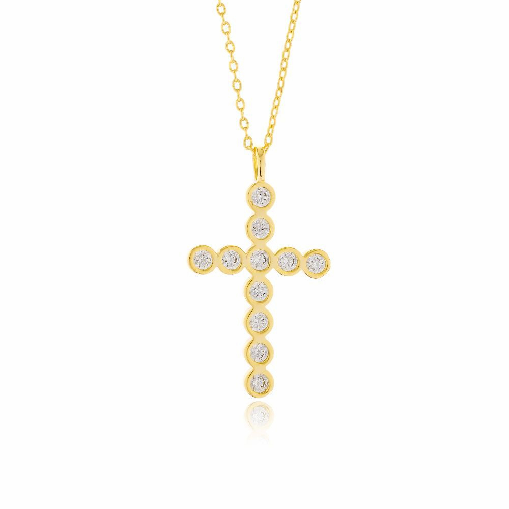 JOOLS Κολιέ Σταυρός Επίχρυσο Ασήμι 925 SN5732.1