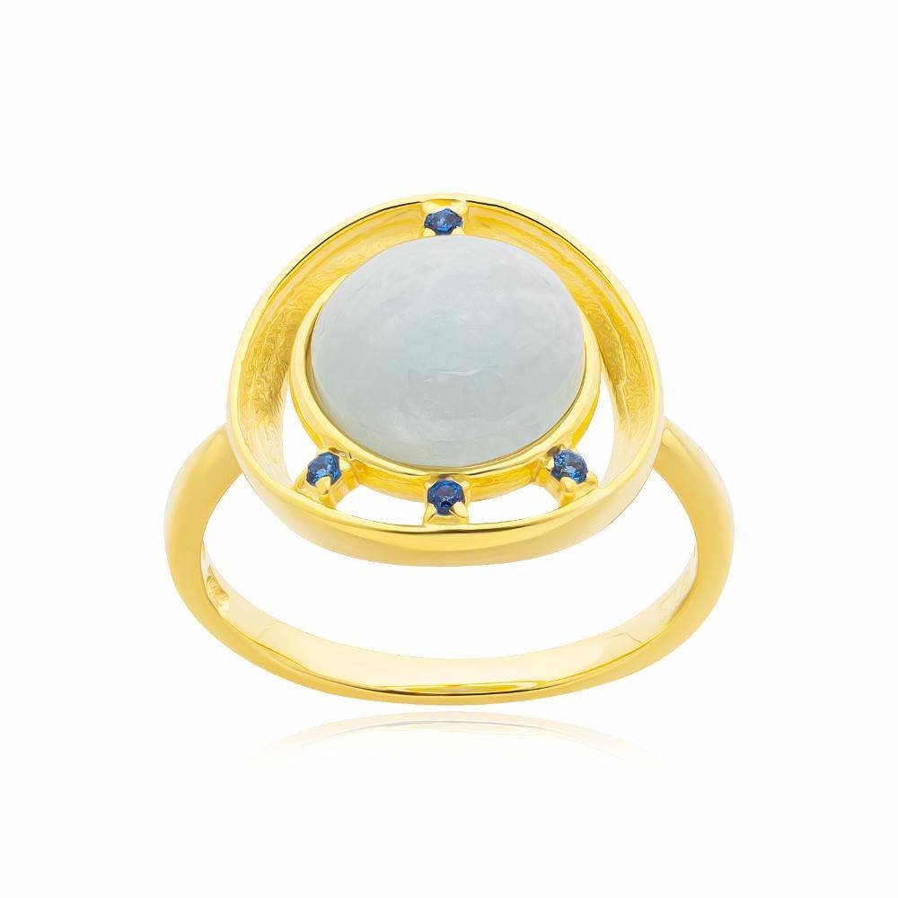 JOOLS Δαχτυλίδι με Γαλάζια Οπάλ πέτρα Ασήμι 925 SR2469