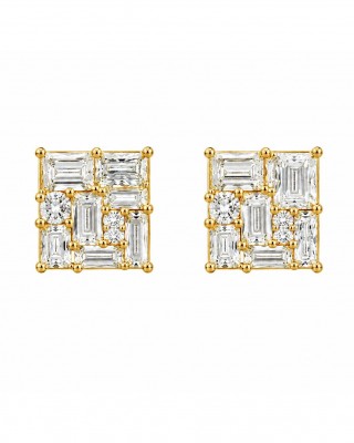 JOOLS Σκουλαρίκια μονόπετρα Επίχρυσο Ασήμι 925 JD25373-2YG