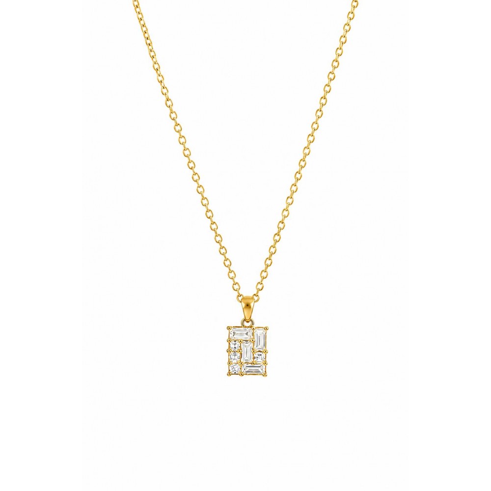 JOOLS Κολιέ Λευκά Κρύσταλλα Επίχρυσο Ασήμι 925 JD25325-2YG