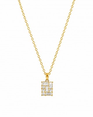 JOOLS Κολιέ Λευκά Κρύσταλλα Επίχρυσο Ασήμι 925 JD25325-2YG