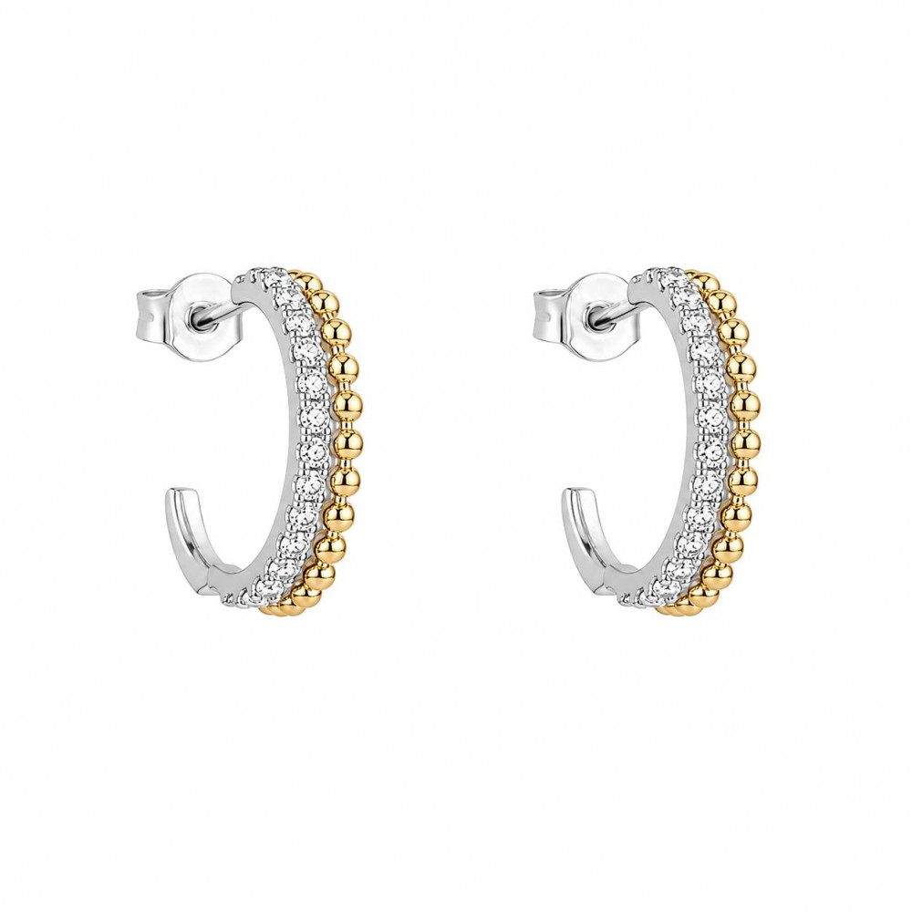 JOOLS Σκουλαρίκια Κρίκοι Δίχρωμοι Ασήμι 925 JD31407-2RY