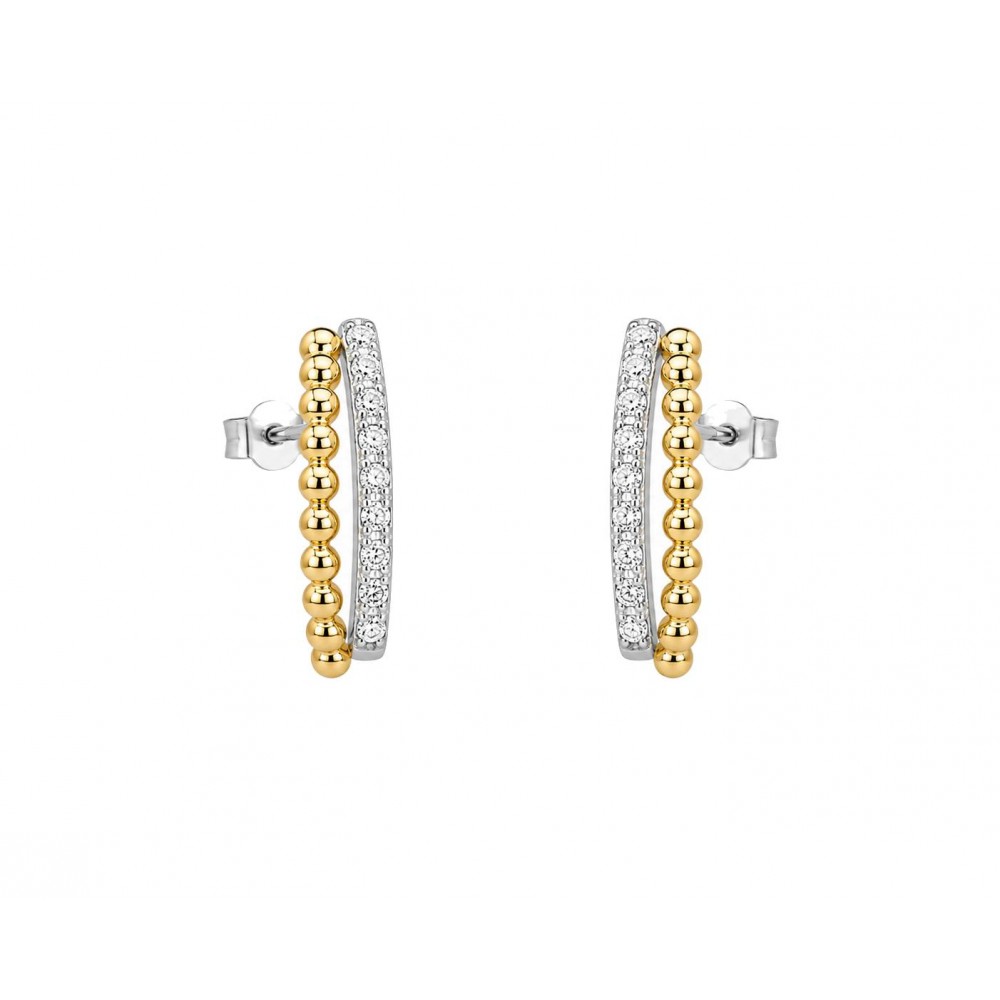 JOOLS Σκουλαρίκια Κρίκοι Δίχρωμοι Ασήμι 925 JD31407-2RY