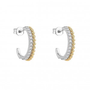 JOOLS Σκουλαρίκια Κρίκοι Δίχρωμοι Ασήμι 925 JD31407-2RY