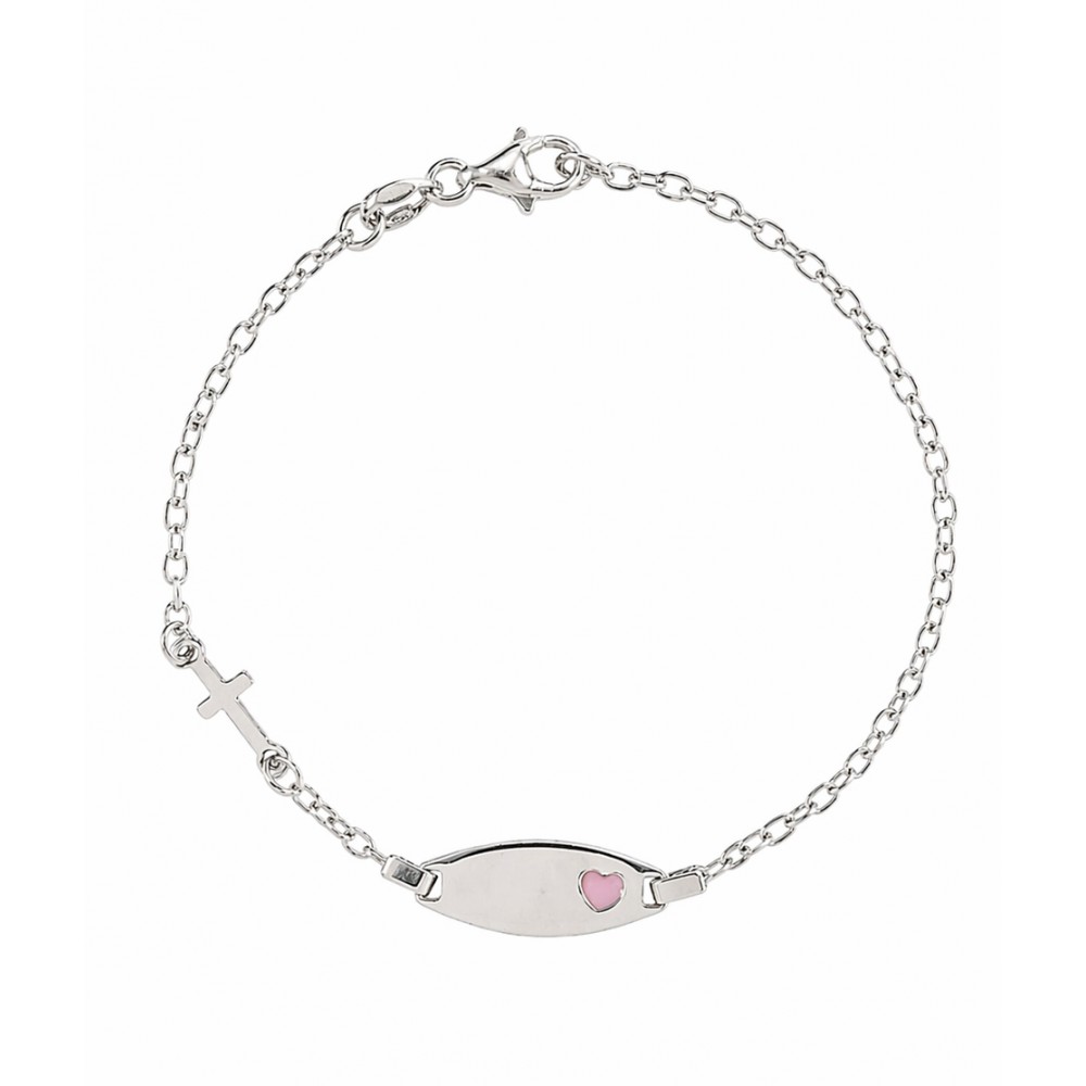 JOOLS Βραχιόλι Ταυτότητα με Σταυρό Ασήμι 925 SM1324PINK