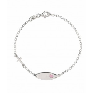JOOLS Βραχιόλι Ταυτότητα με Σταυρό Ασήμι 925 SM1324PINK