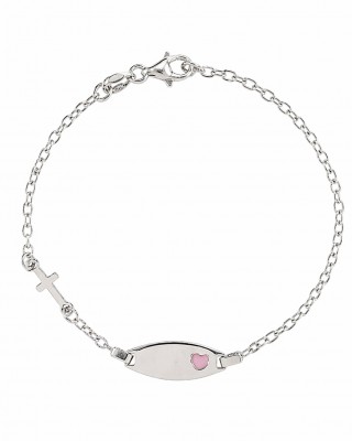 JOOLS Βραχιόλι Ταυτότητα με Σταυρό Ασήμι 925 SM1324PINK