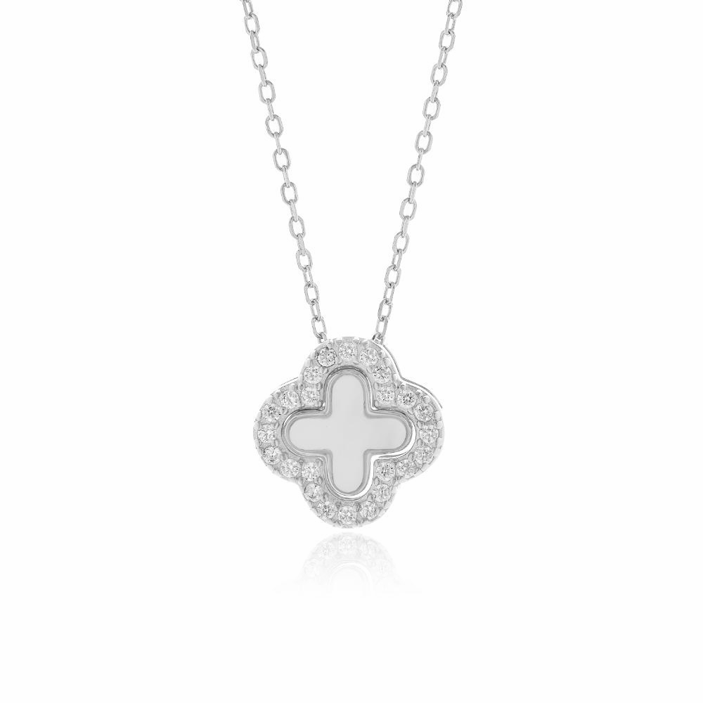 JOOLS Κολιέ Διπλής όψης Clover Φίλντισι Ασήμι 925 DY190746.2
