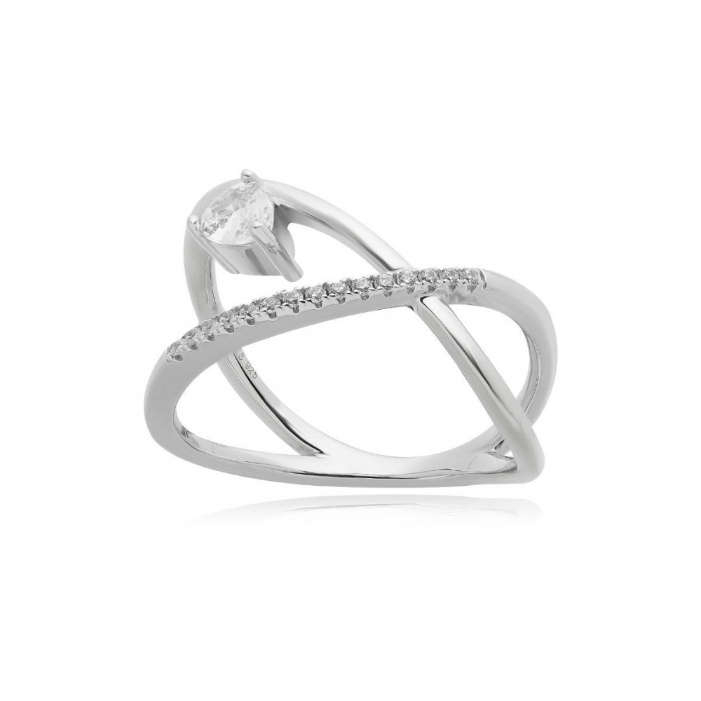 JOOLS Δαχτυλίδι Λευκά Ζιργκόν Ασήμι 925 JRY18308L-W