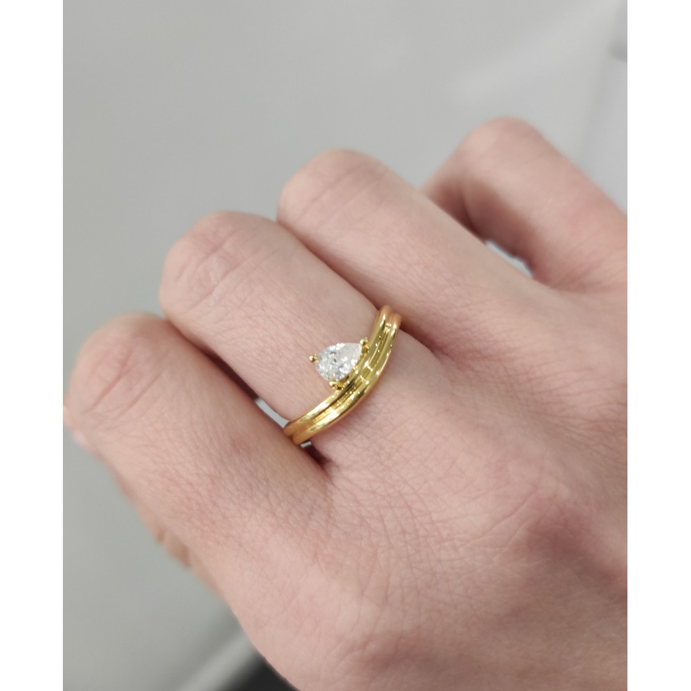 JOOLS Δαχτυλίδι Λευκό Ζιργκόν Επίχρυσο Ασήμι 925 JD34146-2YG