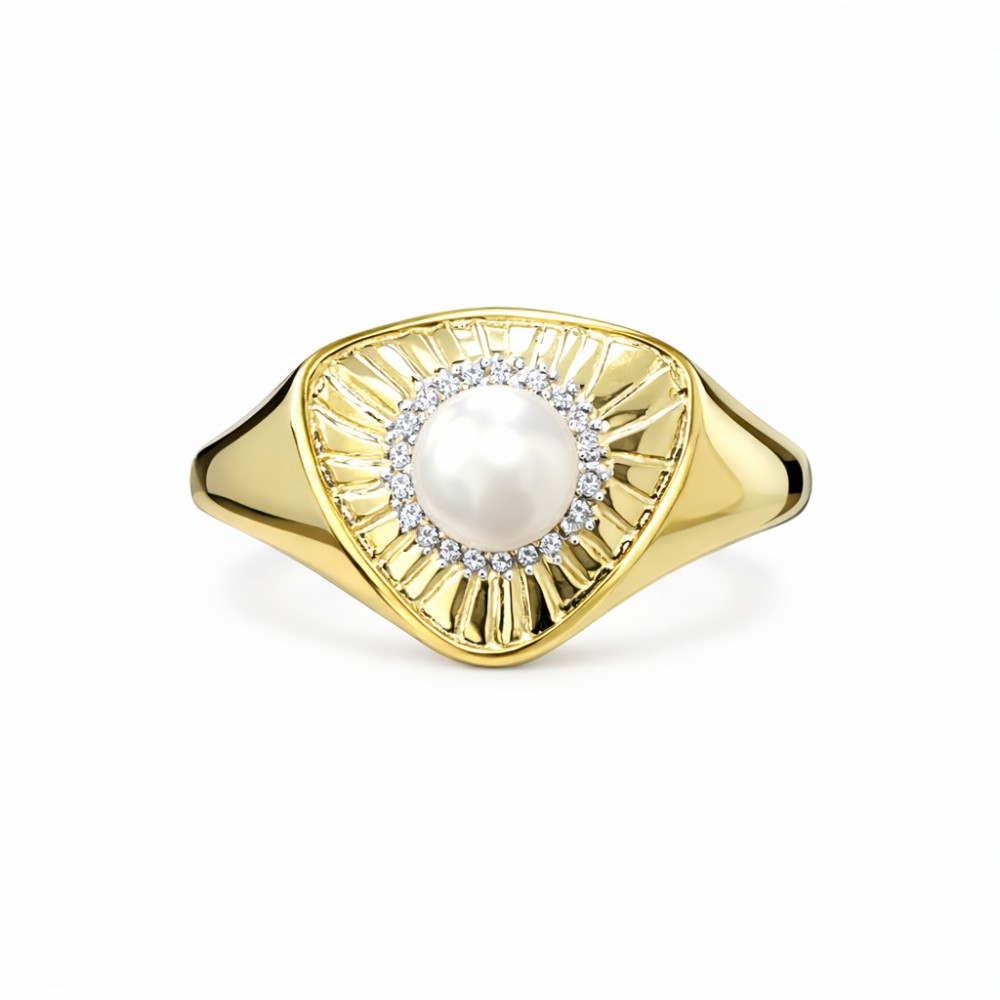 JOOLS Δαχτυλίδι Μαργαριτάρι Επίχρυσο Ασήμι 925 JRY19428L-YW