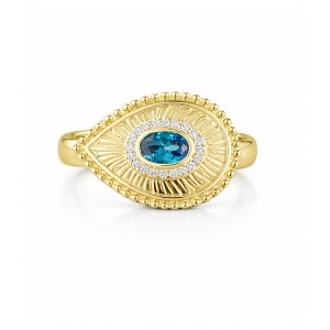 JOOLS Δαχτυλίδι Μπλε Πέτρα Επίχρυσο Ασήμι 925 JRY19420BL-Y