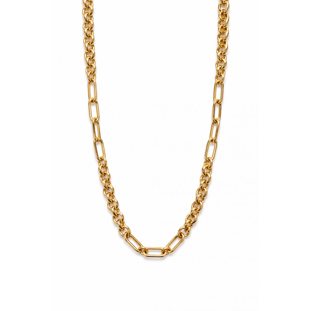 JOOLS Κολιέ Αλυσίδα Διπλής Πλέξης Επίχρυσο Ασήμι 925 D1741FCGP