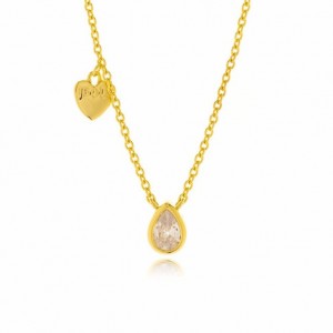 JOOLS Κολιέ Επίχρυσο Ασήμι 925 Λευκό Κρύσταλλο DSN6944-B.1