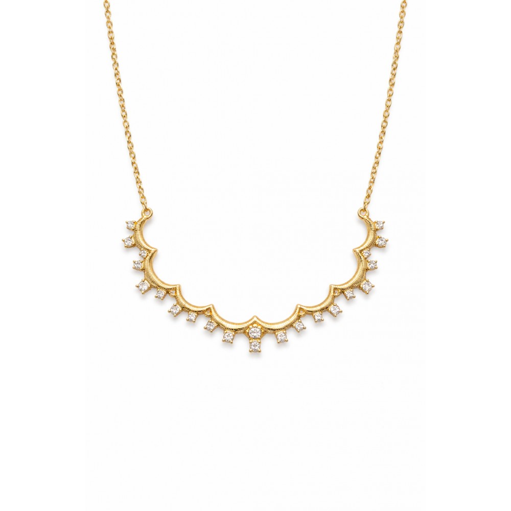 JOOLS Κολιέ Λευκά Ζιργκόν Επίχρυσο Ασήμι 925 MN14001BA