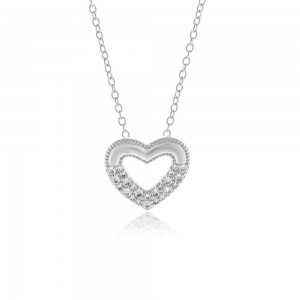 JOOLS Κολιέ Καρδιά Λευκά Κρύσταλλα Ασήμι 925 JD31173-5RH