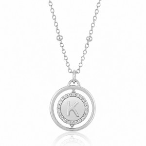 JOOLS Κολιέ Μονόγραμμα Κ Διπλής όψης Ασήμι 925 BN13643.1