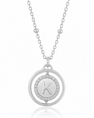 JOOLS Κολιέ Μονόγραμμα Κ Διπλής όψης Ασήμι 925 BN13643.1