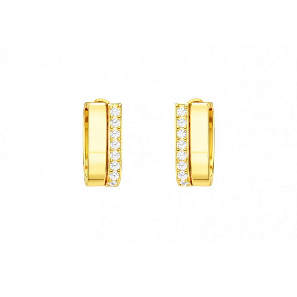 JOOLS Σκουλαρίκια Κρίκοι με Λευκά Ζιργκόν Επίχρυσο Ασήμι 925 SE5883.1