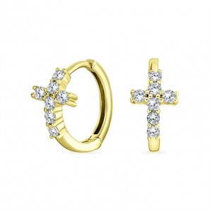 JOOLS Σκουλαρίκια Κρίκοι Σταυροί Επίχρυσο Ασήμι 925 GXAZ-12892