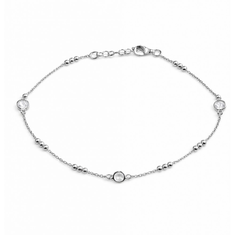 JOOLS Βραχιόλι Ποδιού με Λευκά Ζιργκόν Ασήμι 925 D942FRH