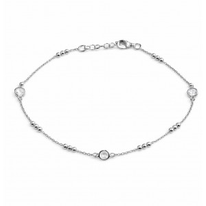 JOOLS Βραχιόλι Ποδιού με Λευκά Ζιργκόν Ασήμι 925 D942FRH