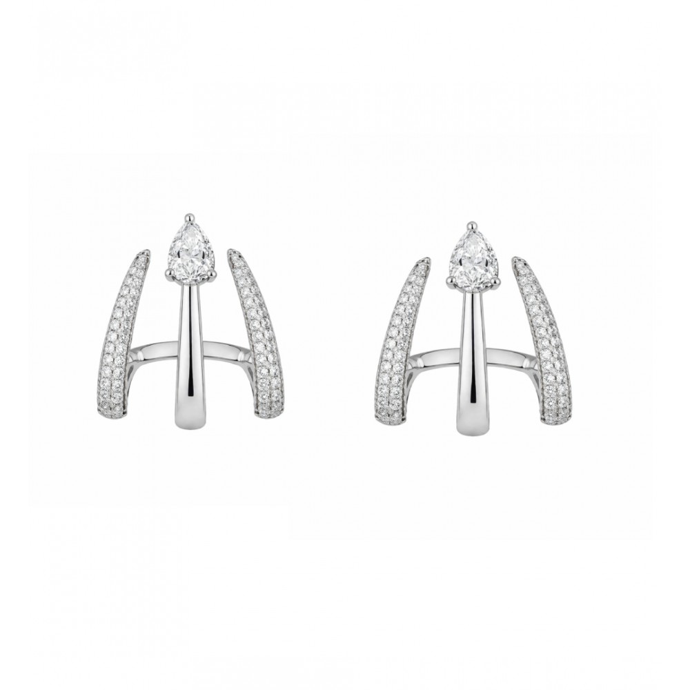 JOOLS Σκουλαρίκια Τριπλοί Κρίκοι Μισοί Ασήμι 925 HC544001