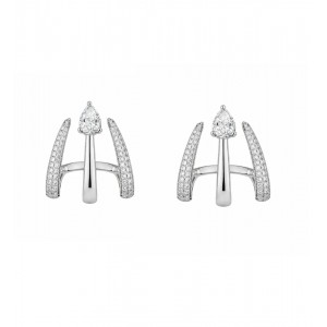 JOOLS Σκουλαρίκια Τριπλοί Κρίκοι Μισοί Ασήμι 925 HC544001