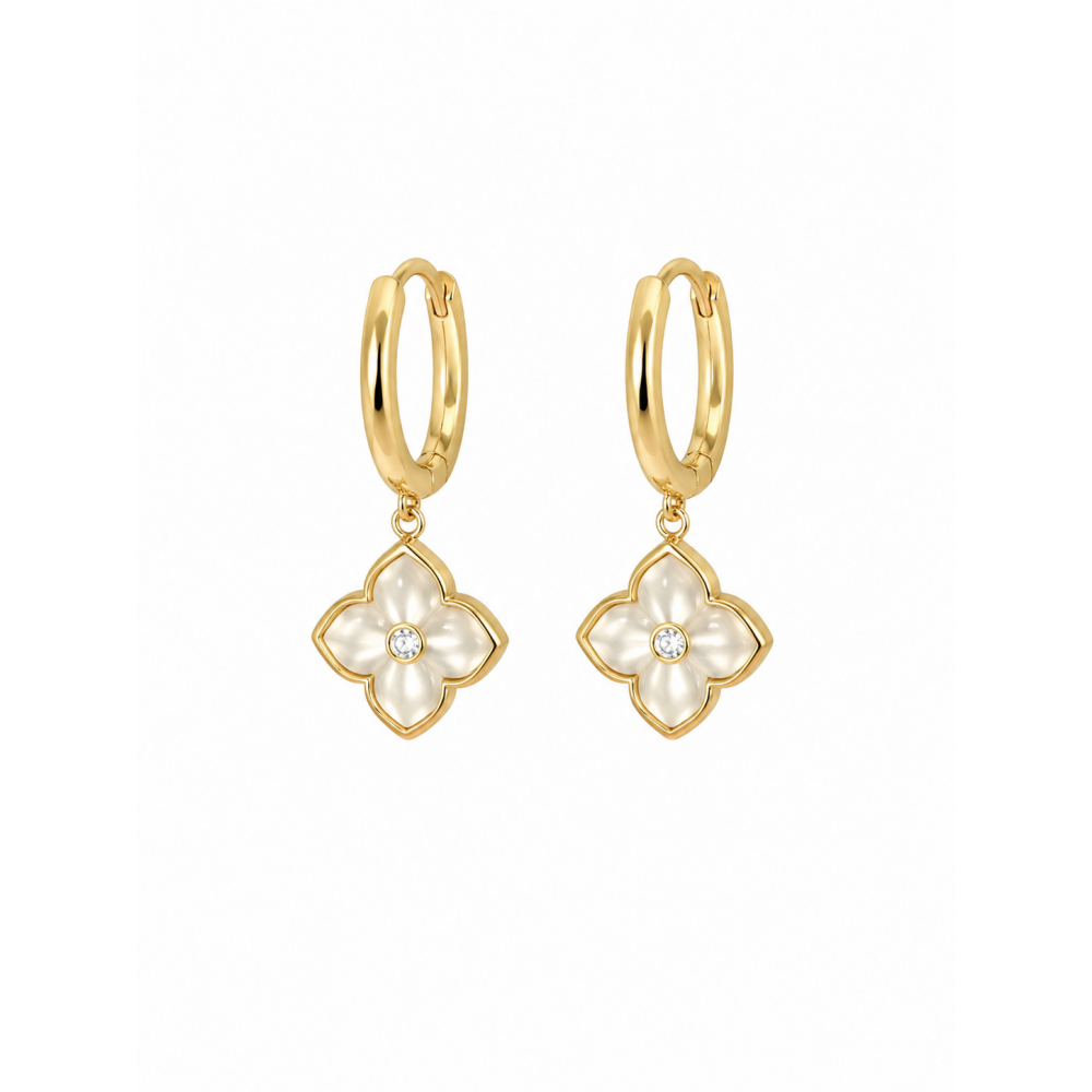 JOOLS Σκουλαρίκια Κρίκοι Clover Επίχρυσο Ασήμι 925 BS05615E.2