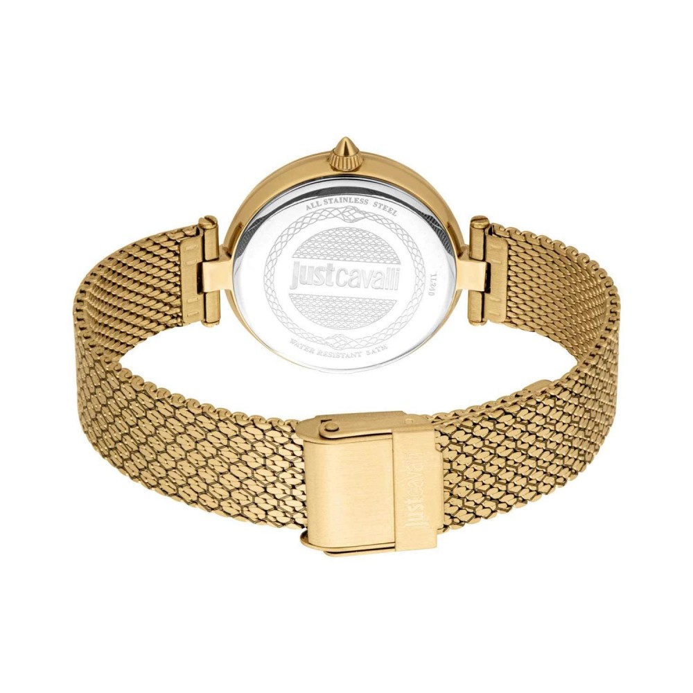 JUST CAVALLI Snake Crystals Gold Ρολόι Ανοξείδωτο Ατσάλι Μπρασελέ JC1L240M0035
