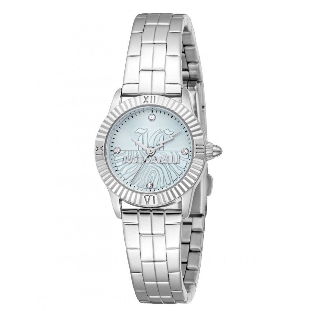JUST CAVALLI Mini Silver Ρολόι Gift Set Ανοξείδωτο Ατσάλι Μπρασελέ JC1L328M0045