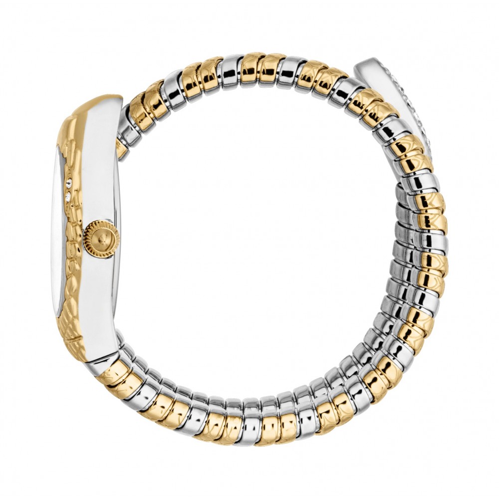 JUST CAVALLI Signature Snake Ρολόι Δίχρωμο Ανοξείδωτο Ατσάλι Μπρασελέ JC1L373M0055