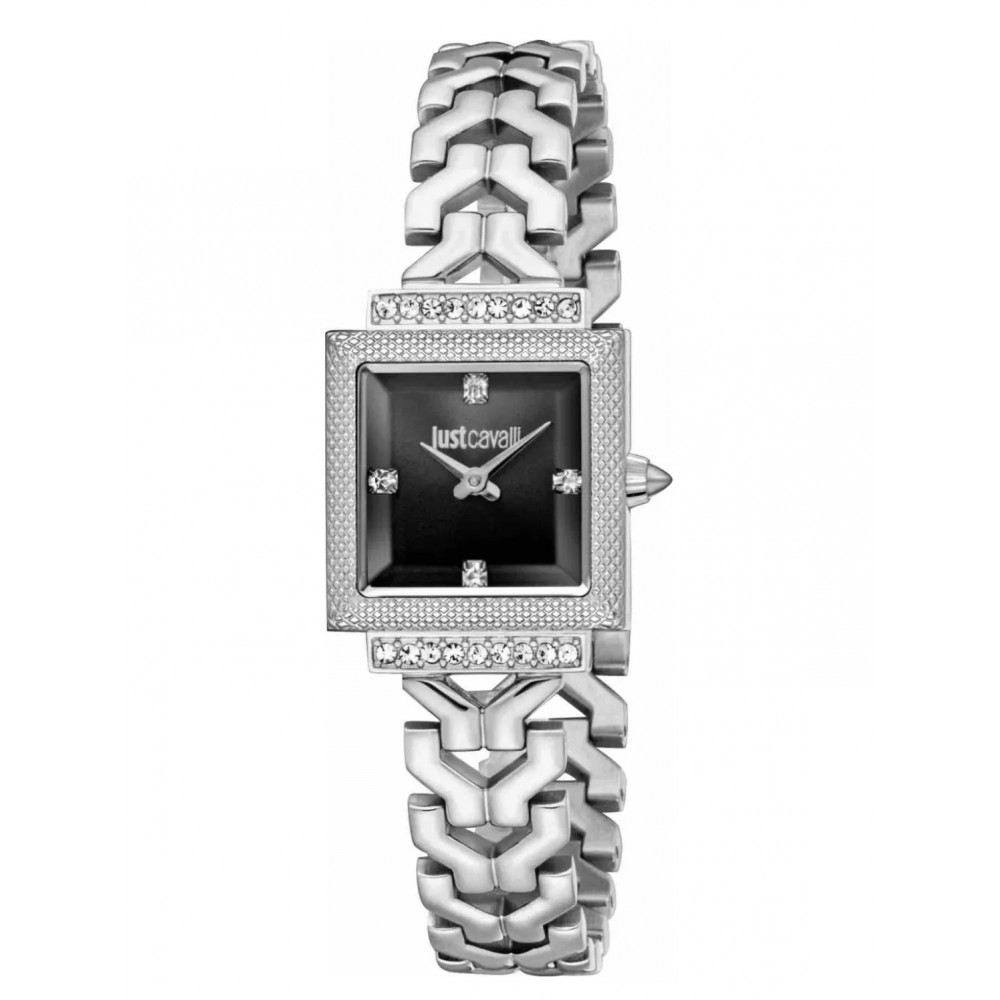 JUST CAVALLI Angola Ρολόι Τετράγωνο Ασημί Ανοξείδωτο Ατσάλι Μπρασελέ JC1L405M0025