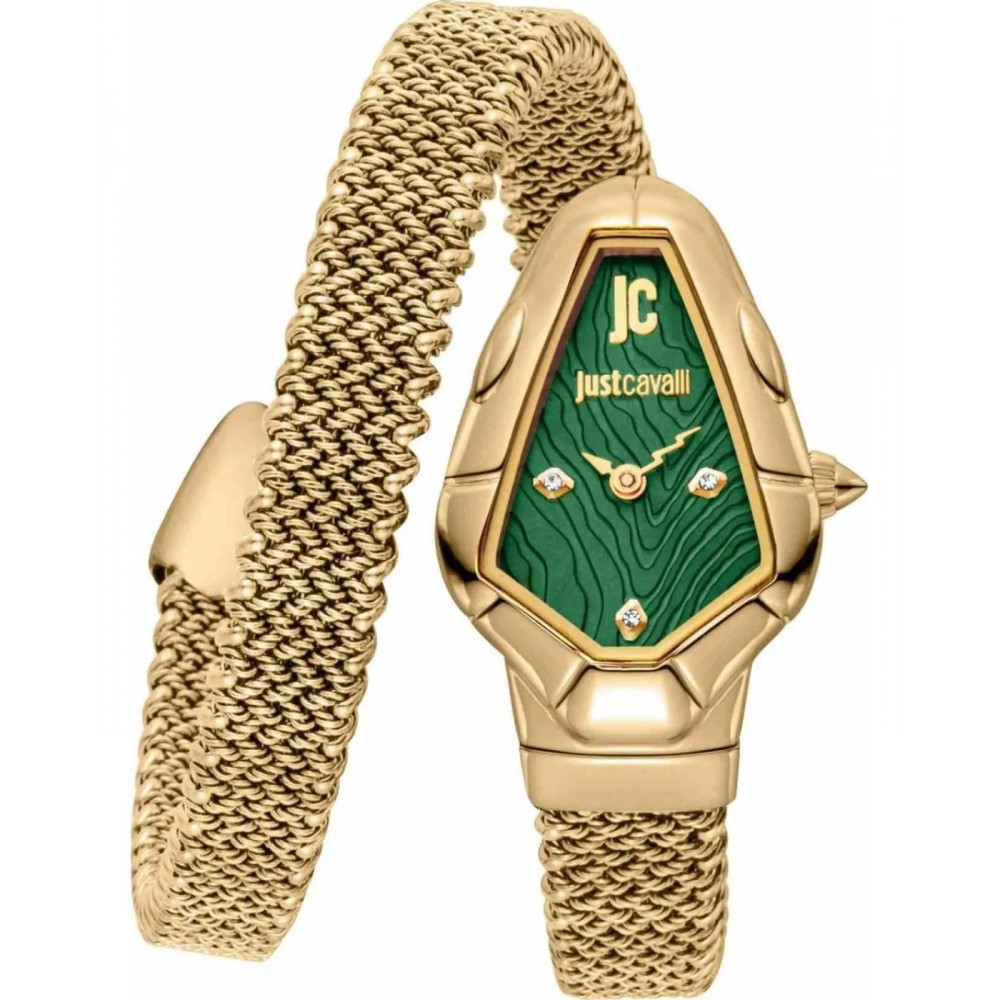 JUST CAVALLI Fiamma Snake Ρολόι Επιχρυσωμένο Ανοξείδωτο Ατσάλι Μπρασελέ JC1L426M0035