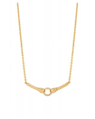 Just Cavalli Κολιέ Χρυσό Φίδι Λευκά Ζιργκόν JCNL02793200