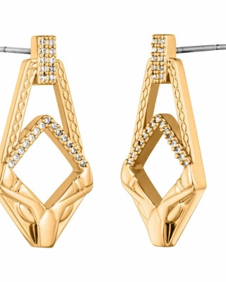 Just Cavalli Crystal Snake Drop Σκουλαρίκια Κρίκοι Χρυσά JCER02793200