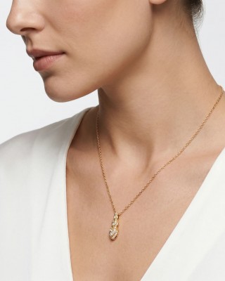 Just Cavalli Κολιέ Χρυσό Φίδι Λευκά Ζιργκόν JCNL02423200