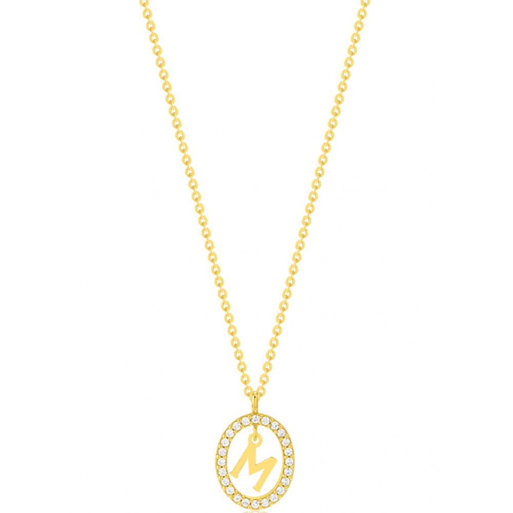 Κολιέ Μονόγραμμα Μ, Ασήμι 925 Επιχρυσωμένο KL00M