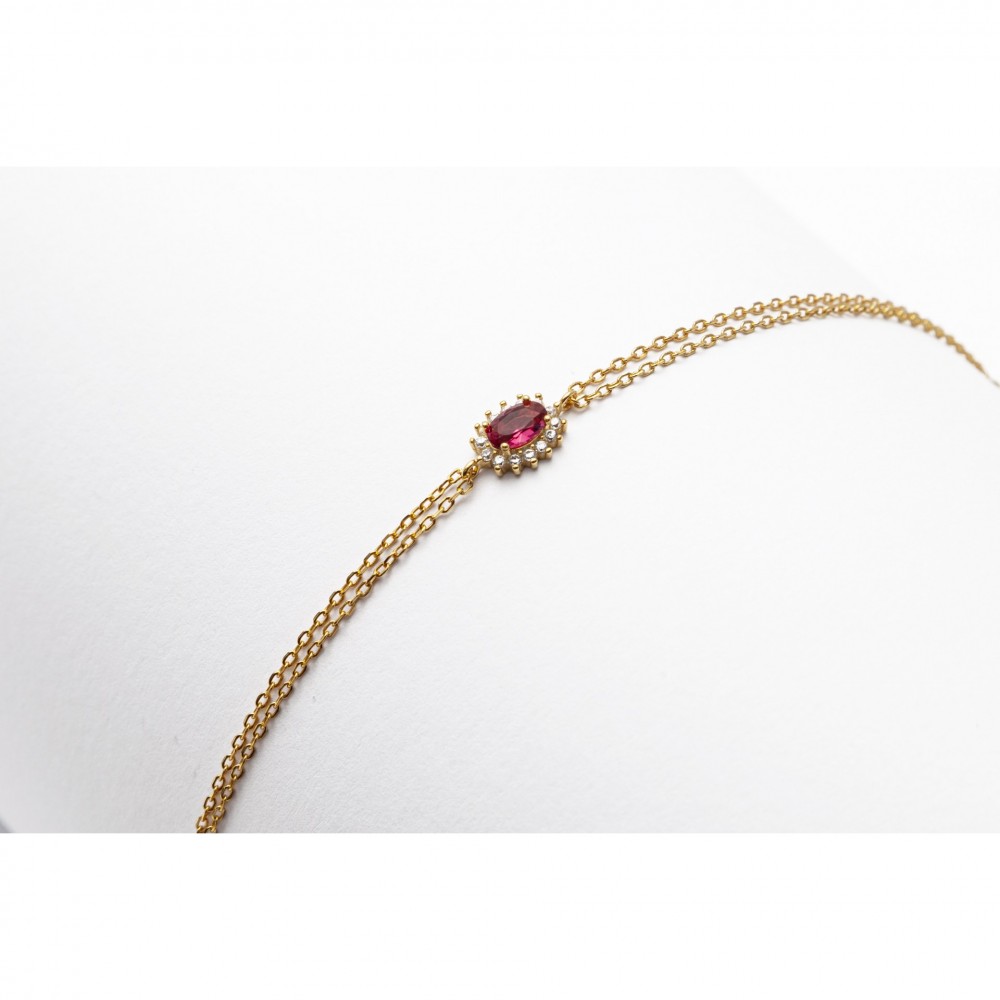 Βραχιόλι Ροζέτα Επιχρυσωμένή Διπλή αλυσίδα  Ασήμι 925  KSE160