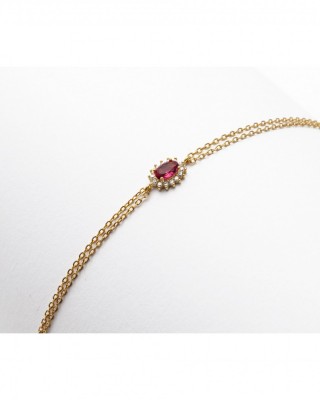 Βραχιόλι Ροζέτα Επιχρυσωμένή Διπλή αλυσίδα  Ασήμι 925  KSE160