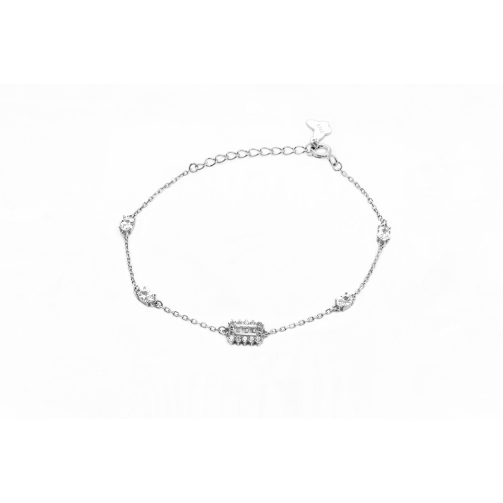 Βραχιόλι Ροζέτα Λευκά ζιργκόν Ασήμι 925  KSE161
